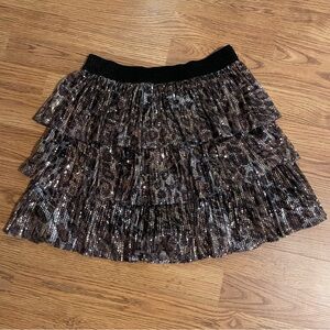Sequin leopard print mini skirt